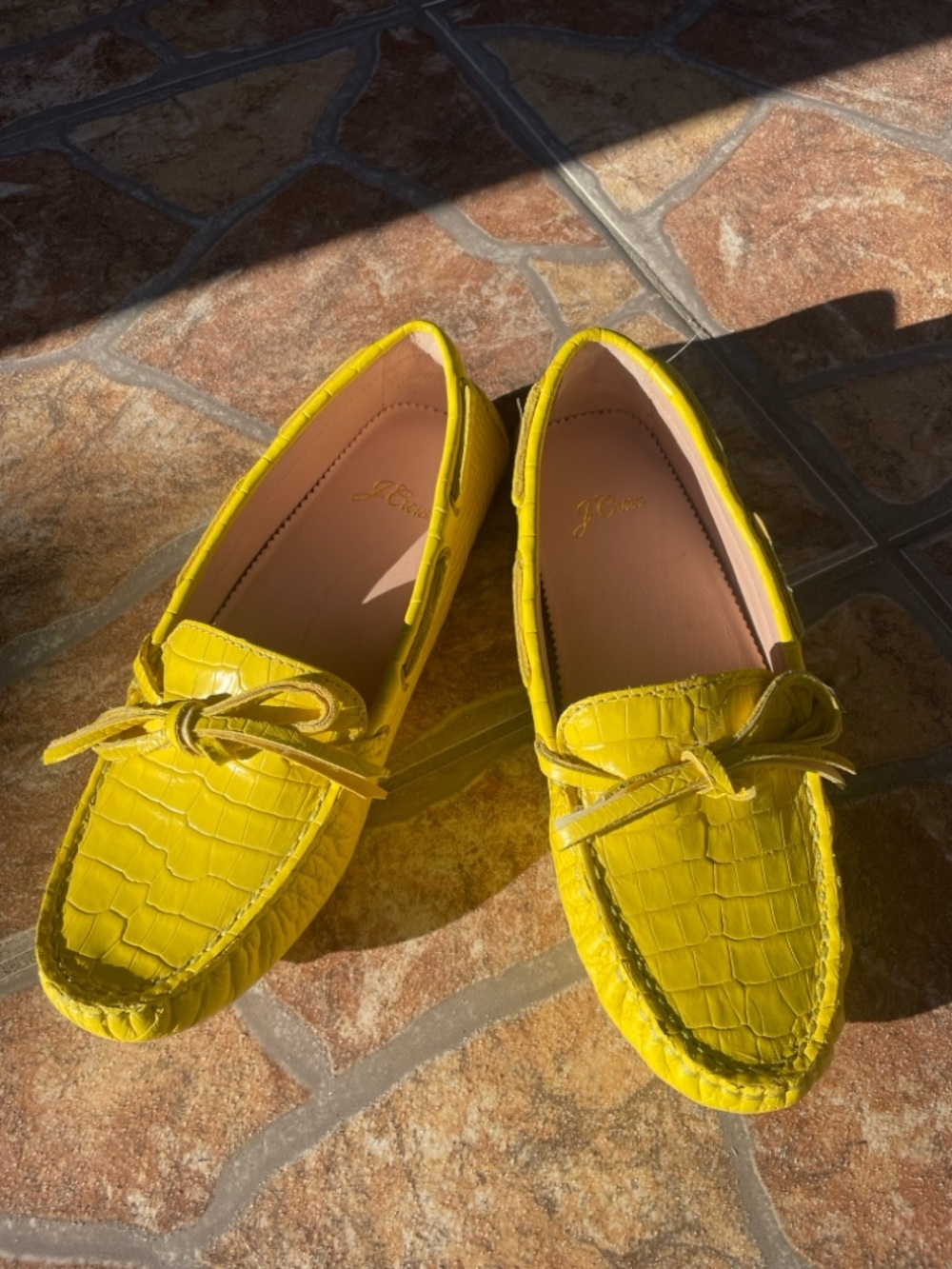 JCrew Italian Leather Yellow Women’s Driving Loafers